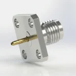 3.5mm Female 4-Hole Flange Mount RF Connector – Field Replaceable, 8.64mm Hole Spacing, 0.23mm Pin Diameter - 3.5-kfd1