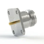 N Female 4-Hole Flange Mount RF Connector – Solder Attachment, 18.25mm Hole Spacing, 2.5mm Pin Diameter - n-kfd100g
