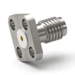 SSMA Female 4-Hole Flange Mount RF Connector – Field Replaceable, 5.9mm Hole Spacing, 0.9mm Pin Diameter - ssma-kfd6
